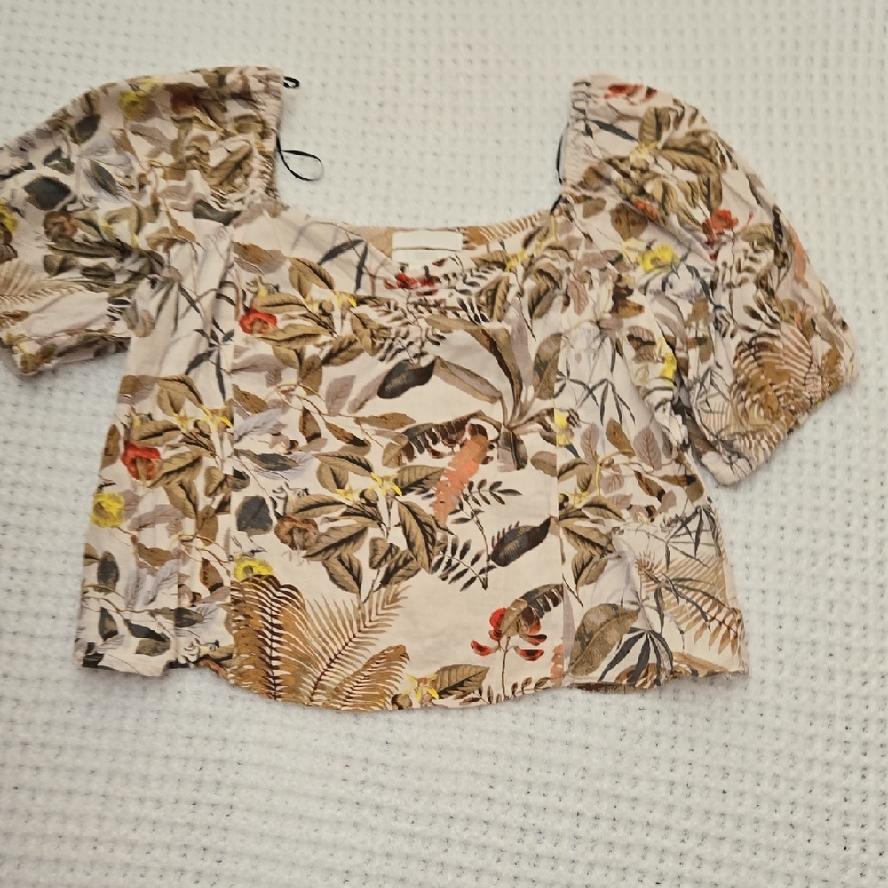 H&M Multicolor Floral Puff Sleeve Blouse
